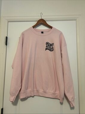 Support Small Business Pink Crewneck Sweatshirt Size XL